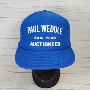 Vintage Sportcap Paul Weddle 50th Year Auctioneer Trucker Snapback Hat Blue Foam